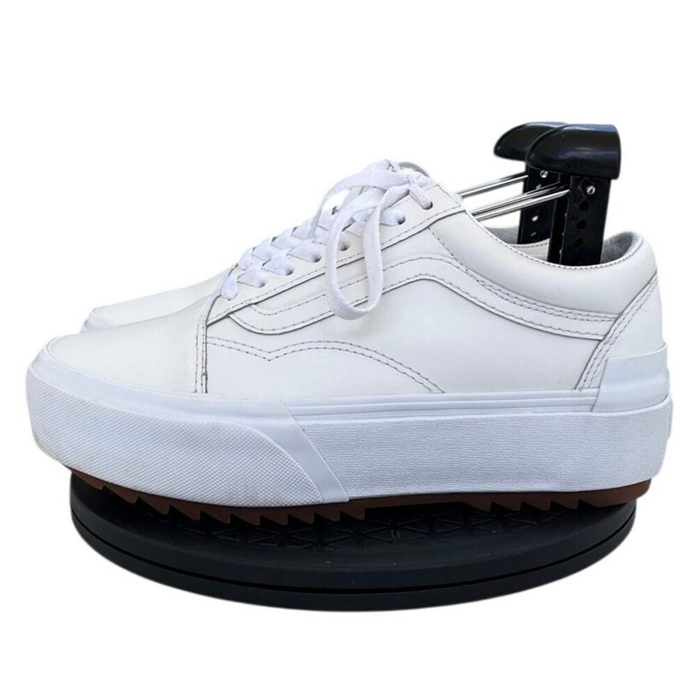 Unisex Vans Old Skool VN0A4U15OER Leather Platform Sneaker SZ M6.5/W8 White